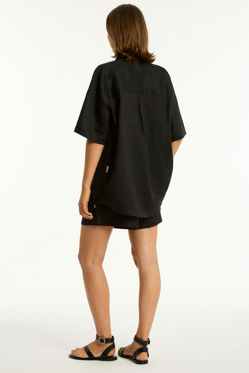 Костюм пляжный Sea Level Resort Linen Aloha Shirt Black - MixBikini