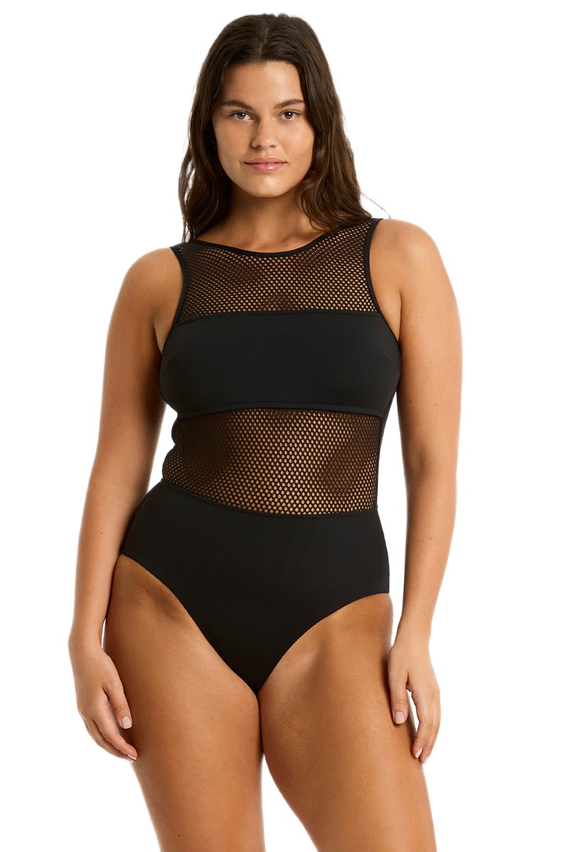 Купальник Sea Level Drift High Neck One Piece Black - MixBikini