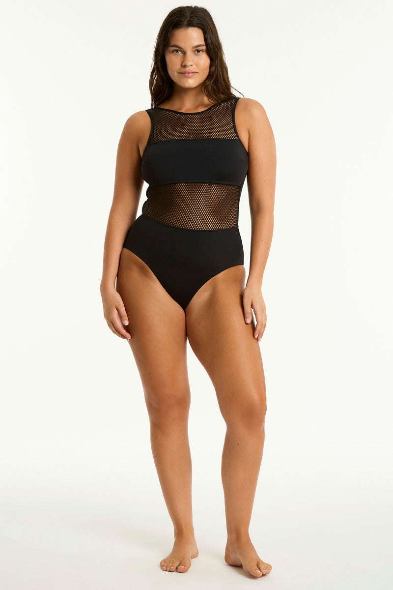 Купальник Sea Level Drift High Neck One Piece Black - MixBikini