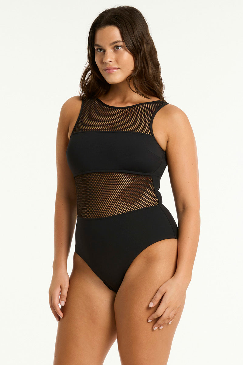 Купальник Sea Level Drift High Neck One Piece Black - MixBikini