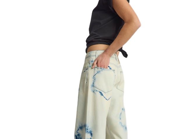 Джинсы One Teaspoon Revival Tie-Dye Lowriders Low Waist Wide Leg Denim Jeans - MixBikini