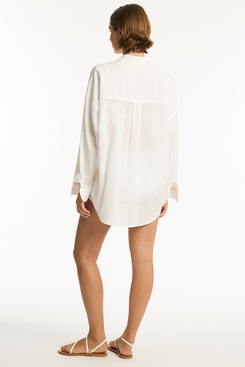 Рубашка Sea Level Breeze Linen Beach Shirt White - MixBikini