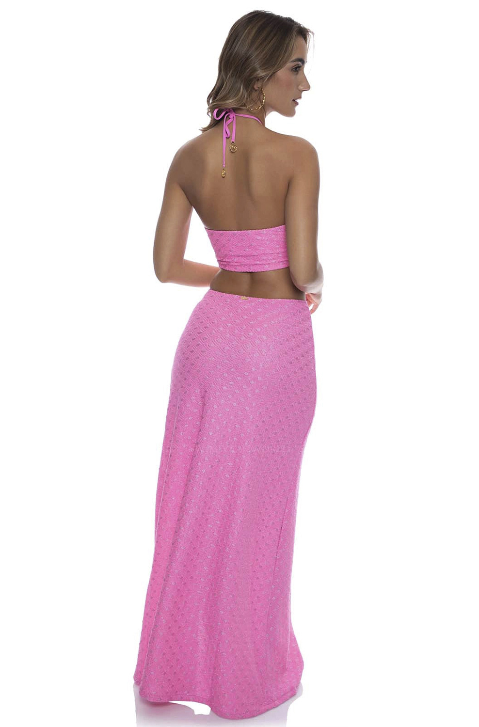 Платье пляжное Luli Fama Double Loop Bandeau Long Dress Pink - MixBikini