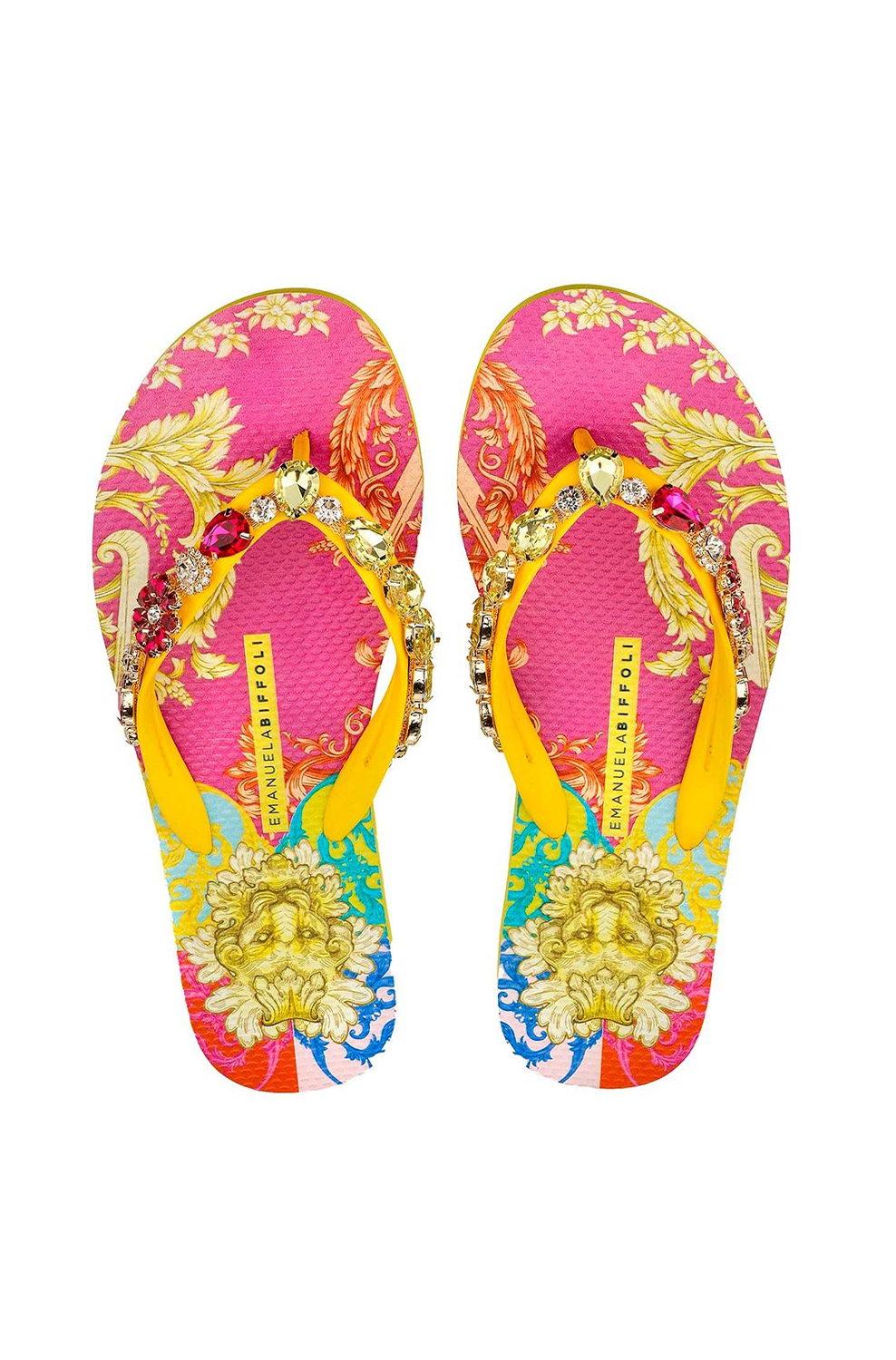 Сланцы Jewel Flip Flop With Yellow lion Print Emanuela Biffoli - MixBikini