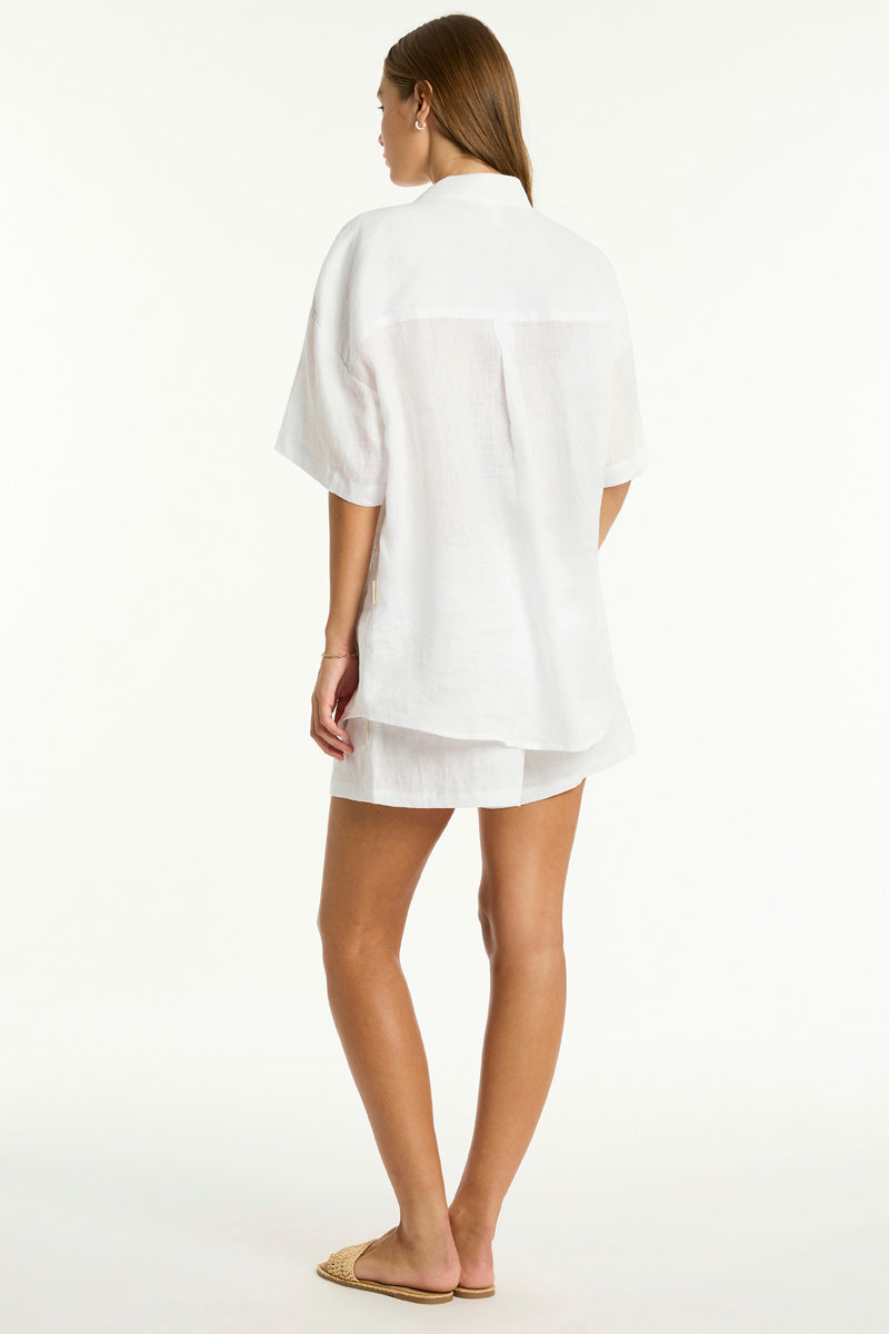 Костюм пляжный Sea Level Resort Linen Aloha Shirt White - MixBikini