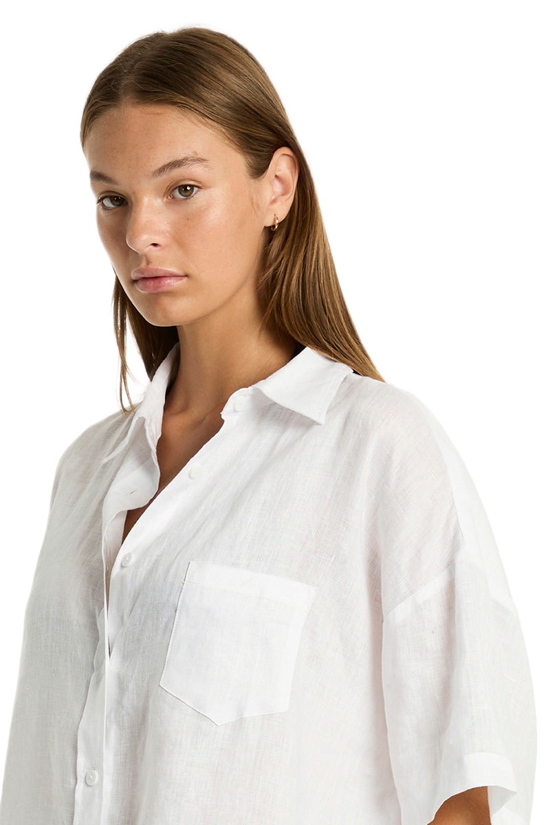 Костюм пляжный Sea Level Resort Linen Aloha Shirt White - MixBikini