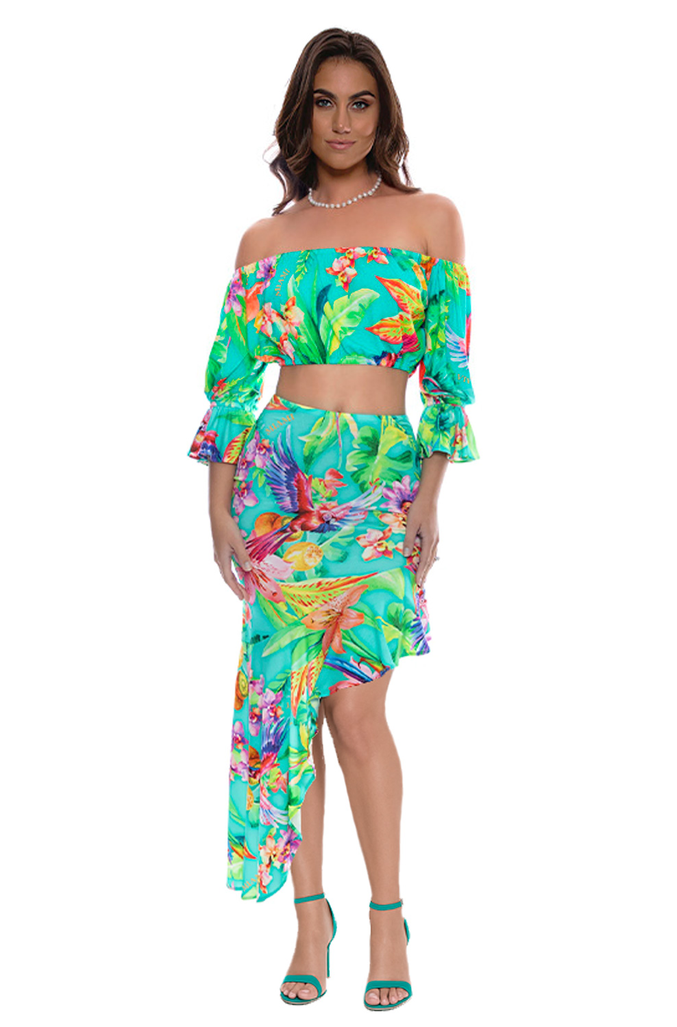 Юбка Luli Fama Assymetrical Ruffle Trim Midi Skirt - MixBikini