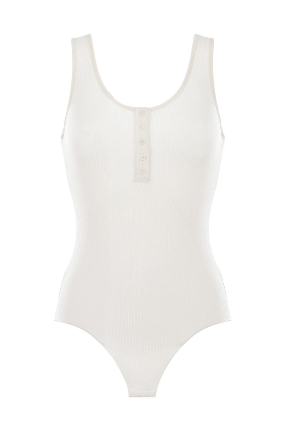 Боди хлопковое в рубчик без рукавов DNUD Paris White - MixBikini