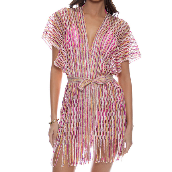 Туника пляжная Luli Fama Short Caftan Multi Pink Coral - MixBikini