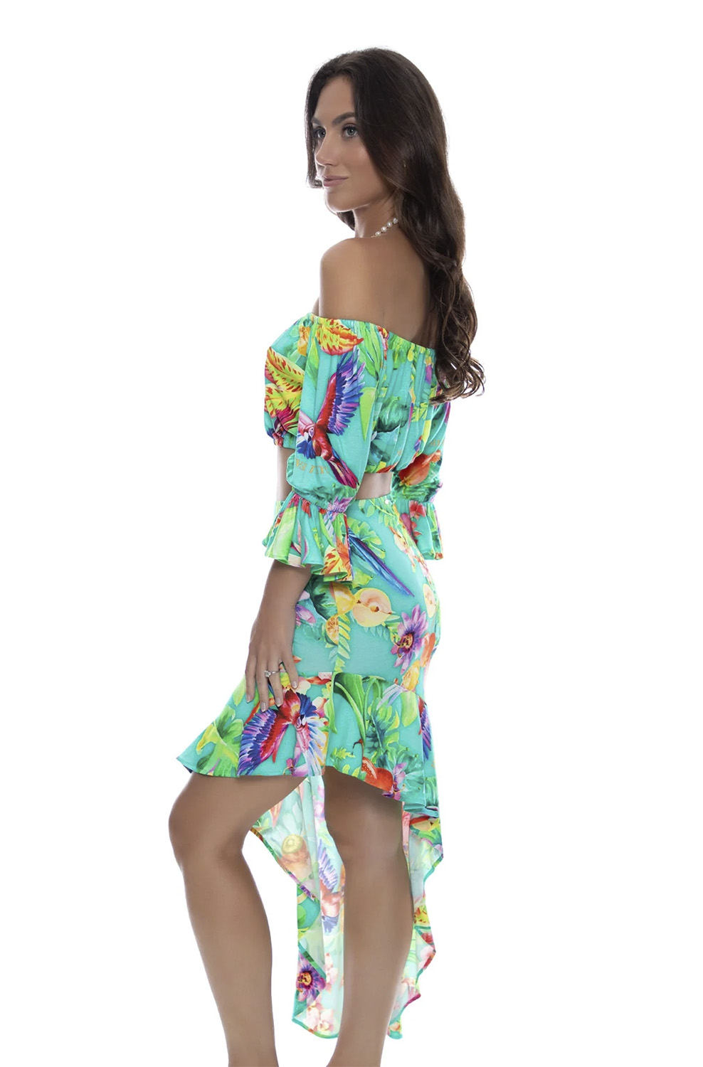 Юбка Luli Fama Assymetrical Ruffle Trim Midi Skirt - MixBikini
