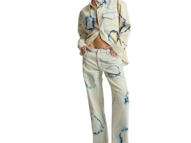 Джинсы One Teaspoon Revival Tie-Dye Lowriders Low Waist Wide Leg Denim Jeans - MixBikini