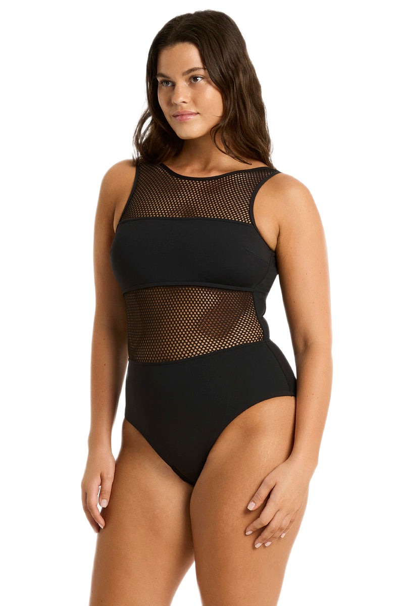 Купальник Sea Level Drift High Neck One Piece Black - MixBikini