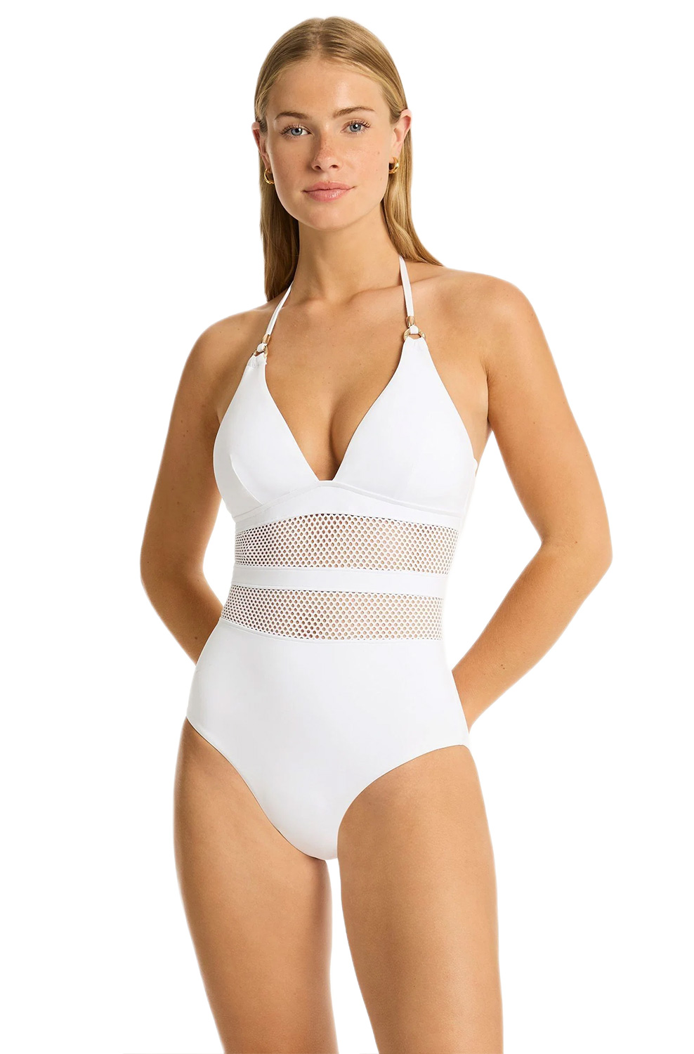Купальник Sea Level Drift Longline Halter One Piece White - MixBikini