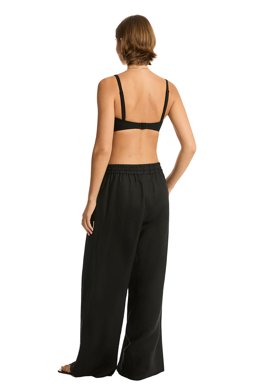 Брюки Sea Level Tidal Linen Palazzo Pant Black - MixBikini