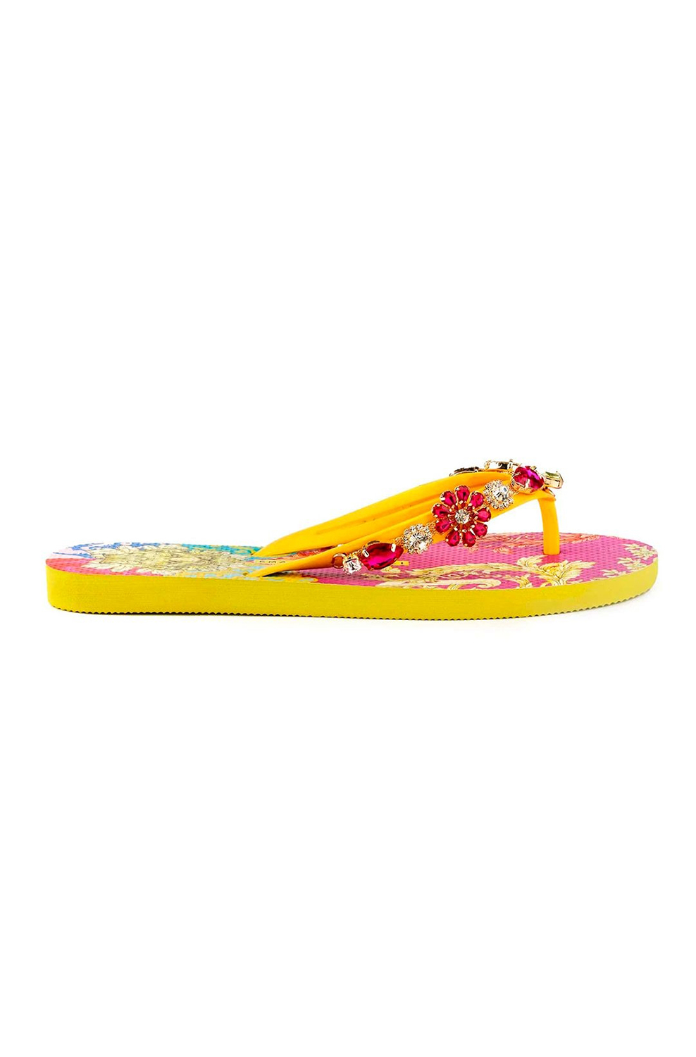 Сланцы Jewel Flip Flop With Yellow lion Print Emanuela Biffoli - MixBikini