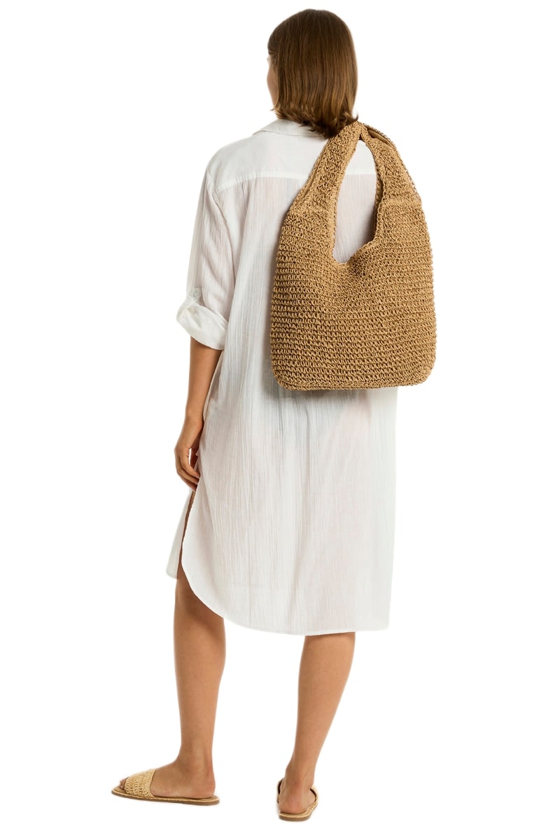 Сумка пляжная Sea Level Crochet Slouch Beach Bag Beige - MixBikini