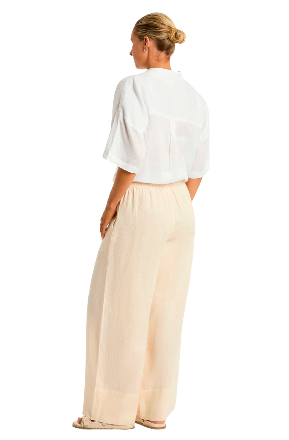 Брюки Sea Level Tidal Linen Palazzo Pant Ivory - MixBikini