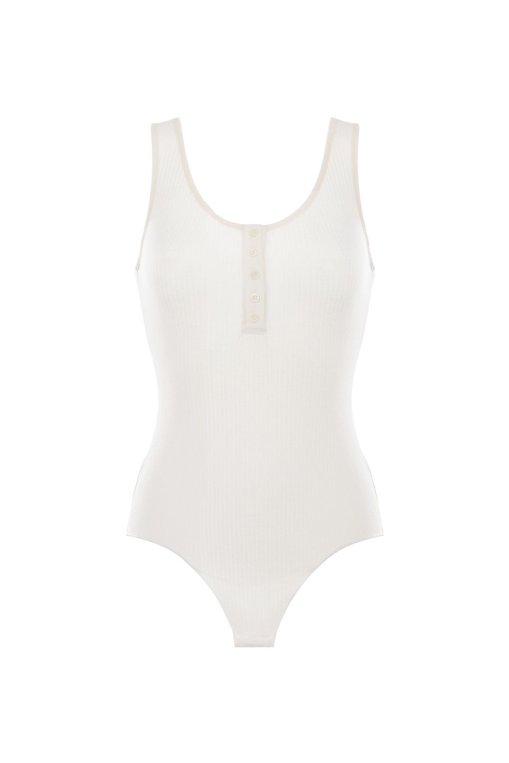 Боди хлопковое в рубчик без рукавов DNUD Paris White - MixBikini