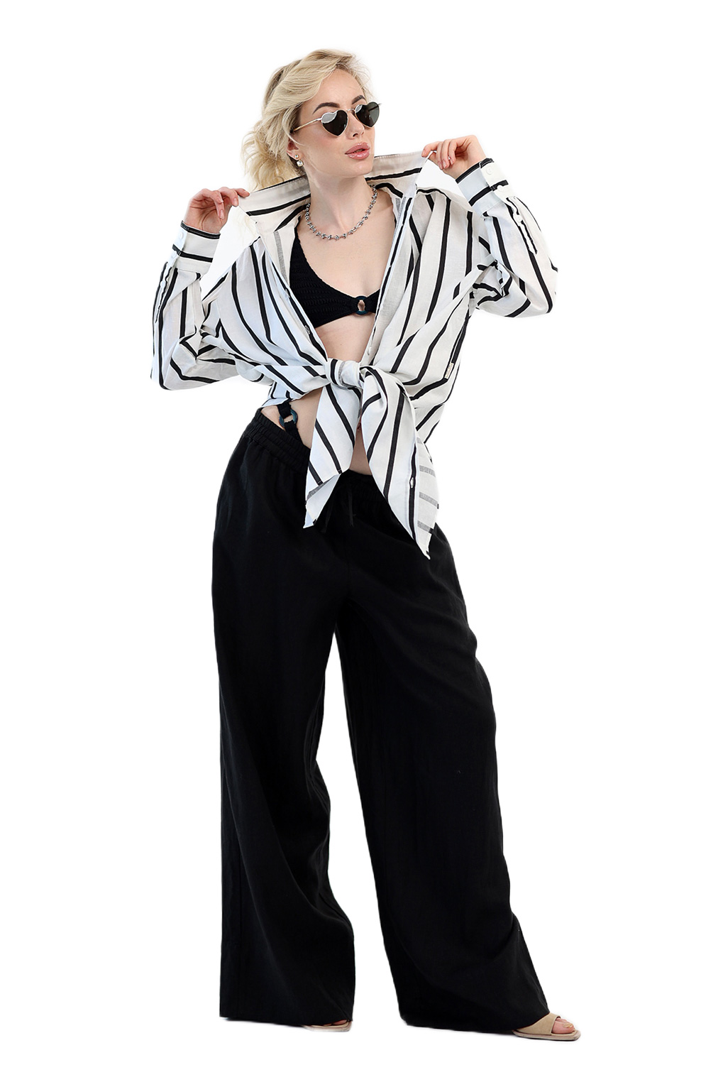 Рубашка Sea Level Corfu Stripe Shirt black - MixBikini