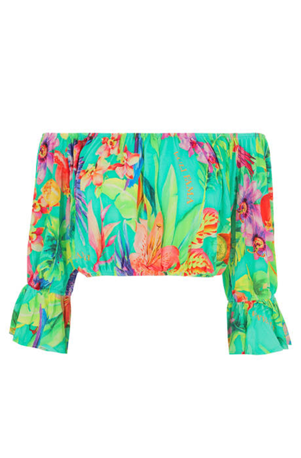 Топ Luli Fama Off The Shoulder ¾ Ruffles Sleeve Crop Top - MixBikini