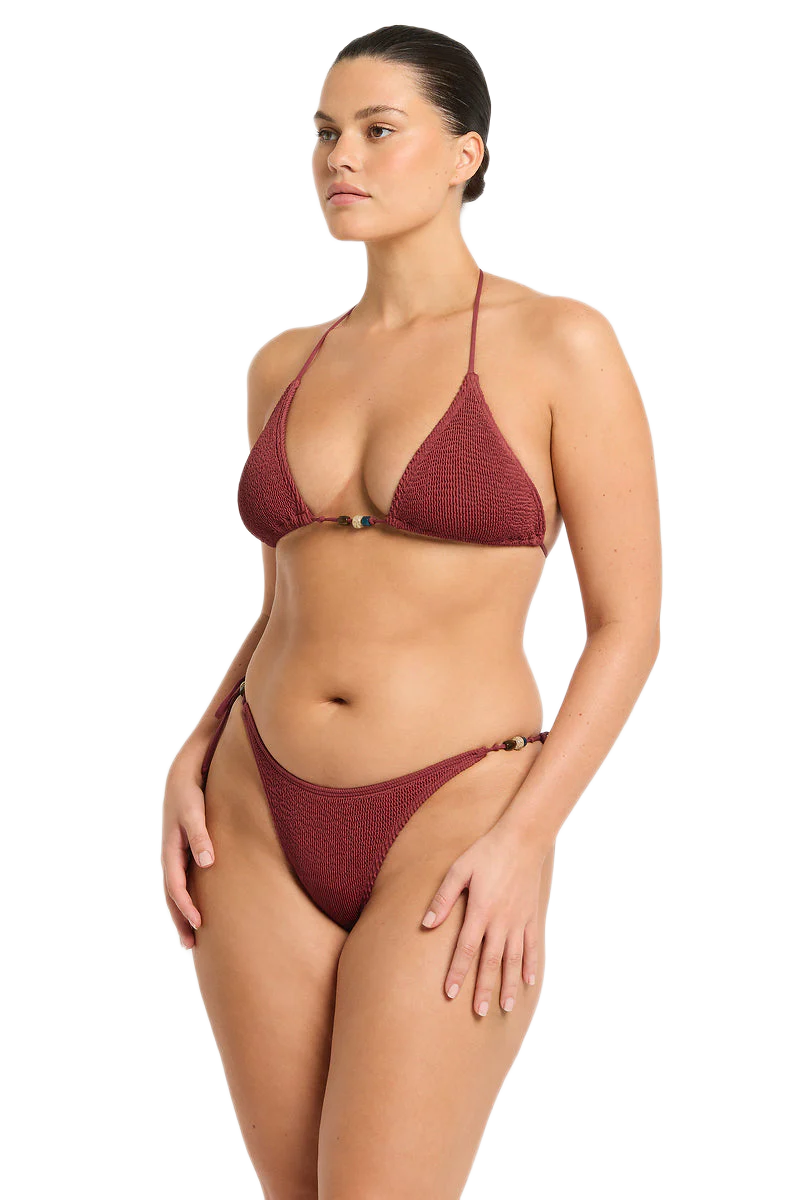 Купальник Bond-Eye Beaded Ingrid Tri Carmine Recycled & Beaded Tie Side Vista Brief Carmine - MixBikini