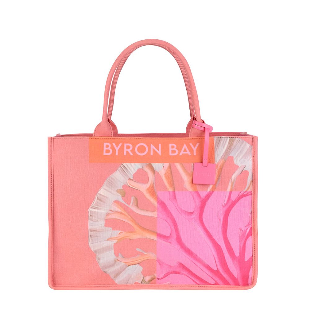Сумка с принтом Emanuela Biffoli Bag Tote Canvas Byron Bay Peony Corals - MixBikini