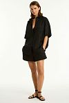 Костюм пляжный Sea Level Resort Linen Aloha Shirt Black - MixBikini