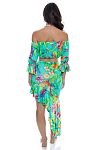 Топ Luli Fama Off The Shoulder ¾ Ruffles Sleeve Crop Top - MixBikini