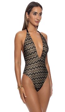 Купальник Luli Fama Midnight Currents – Deep V One Piece – Black
