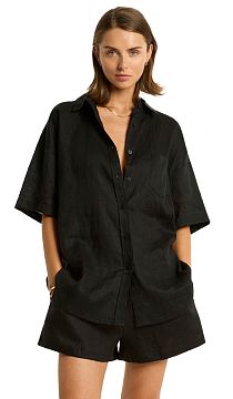Костюм пляжный Sea Level Resort Linen Aloha Shirt Black