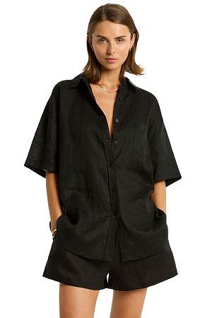 Костюм пляжный Sea Level Resort Linen Aloha Shirt Black - MixBikini