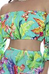 Топ Luli Fama Off The Shoulder 3/4 Ruffles Sleeve Crop Top - MixBikini