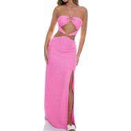 Платье пляжное Luli Fama Double Loop Bandeau Long Dress Pink