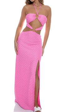 Платье пляжное Luli Fama Double Loop Bandeau Long Dress Pink
