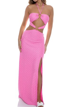 Платье пляжное Luli Fama Double Loop Bandeau Long Dress Pink - MixBikini