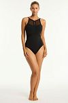 Купальник Sea Level Drift Panelled High Neck One Piece Black - MixBikini