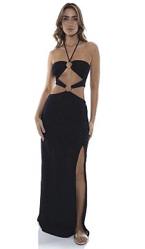 Платье пляжное Luli Fama Double Loop Bandeau Long Dress Black