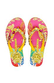 Сланцы Jewel Flip Flop With Yellow lion Print Emanuela Biffoli