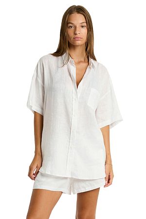 Костюм пляжный Sea Level Resort Linen Aloha Shirt White - MixBikini