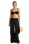 Брюки Sea Level Tidal Linen Palazzo Pant Black - MixBikini