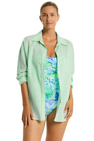 Рубашка Sea Level Breeze Linen Beach Shirt Sea - MixBikini