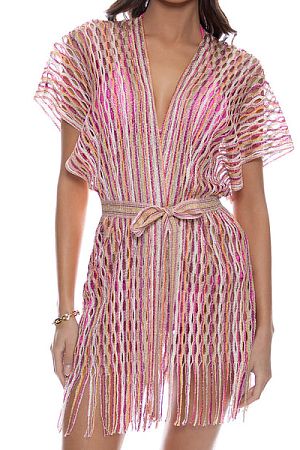 Туника пляжная Luli Fama Short Caftan Multi Pink Coral - MixBikini