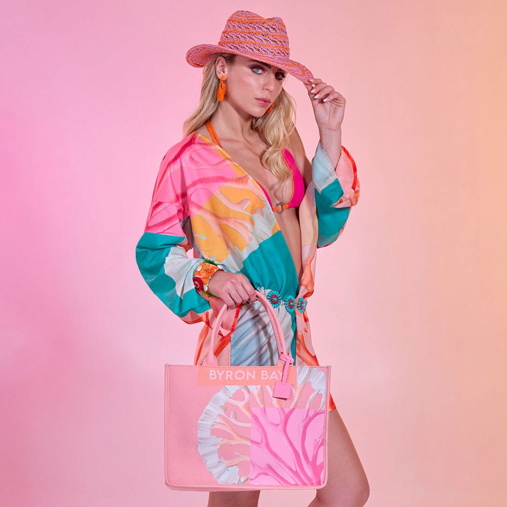 Сумка с принтом Emanuela Biffoli Bag Tote Canvas Byron Bay Peony Corals - MixBikini