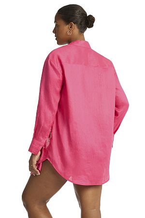 Рубашка Sea Level Resort Linen Cover Up Hot pink - MixBikini