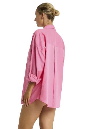 Рубашка Sea Level Breeze Linen Beach Shirt pink - MixBikini