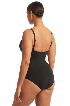 Купальник Sea Level Essentials Cross Front Multifit One Piece Black - MixBikini