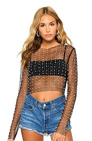 Топ сетчатый Beach Bunny Look & Glisten Pearl Black
