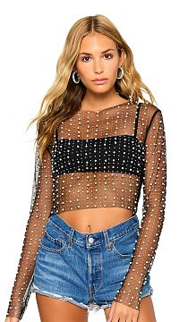 Топ сетчатый Beach Bunny Look & Glisten Pearl Black