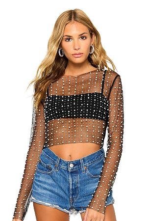 Топ сетчатый Beach Bunny Look & Glisten Pearl Black - MixBikini