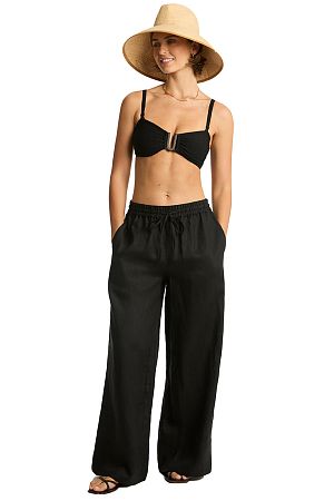 Брюки Sea Level Tidal Linen Palazzo Pant Black - MixBikini